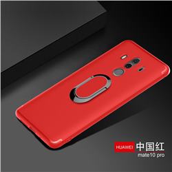 Anti-fall Invisible 360 Rotating Ring Grip Holder Kickstand Phone Cover for Huawei Mate 10 Pro(6.0 inch) - Red