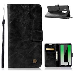 Luxury Retro Leather Wallet Case for Huawei Mate 10 Pro(6.0 inch) - Black