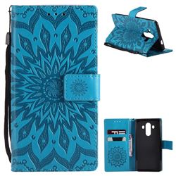 Embossing Sunflower Leather Wallet Case for Huawei Mate 10 Pro(6.0 inch) - Blue