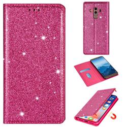Ultra Slim Glitter Powder Magnetic Automatic Suction Leather Wallet Case for Huawei Mate 10 Pro(6.0 inch) - Rose Red