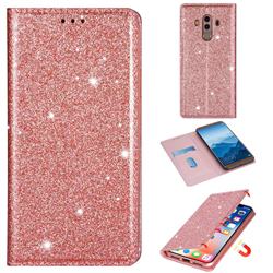Ultra Slim Glitter Powder Magnetic Automatic Suction Leather Wallet Case for Huawei Mate 10 Pro(6.0 inch) - Rose Gold