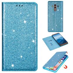 Ultra Slim Glitter Powder Magnetic Automatic Suction Leather Wallet Case for Huawei Mate 10 Pro(6.0 inch) - Blue