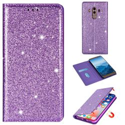 Ultra Slim Glitter Powder Magnetic Automatic Suction Leather Wallet Case for Huawei Mate 10 Pro(6.0 inch) - Purple