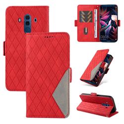 Grid Pattern Splicing Protective Wallet Case Cover for Huawei Mate 10 Pro(6.0 inch) - Red