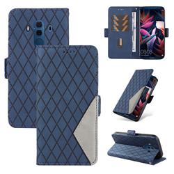 Grid Pattern Splicing Protective Wallet Case Cover for Huawei Mate 10 Pro(6.0 inch) - Blue