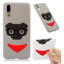 Glasses Dog Soft 3D Silicone Case for Huawei Mate 20 - Translucent White