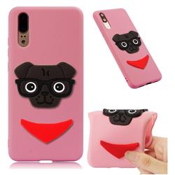 Glasses Dog Soft 3D Silicone Case for Huawei Mate 20 - Pink