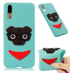 Glasses Dog Soft 3D Silicone Case for Huawei Mate 20 - Sky Blue