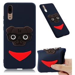 Glasses Dog Soft 3D Silicone Case for Huawei Mate 20 - Navy