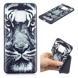White Tiger 3D Embossed Relief Black TPU Cell Phone Back Cover for Huawei Mate 20