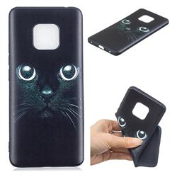 Bearded Feline 3D Embossed Relief Black TPU Cell Phone Back Cover for Huawei Mate 20