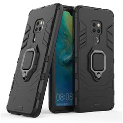 Black Panther Armor Metal Ring Grip Shockproof Dual Layer Rugged Hard Cover for Huawei Mate 20 - Black