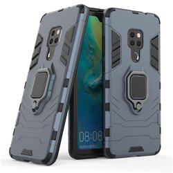 Black Panther Armor Metal Ring Grip Shockproof Dual Layer Rugged Hard Cover for Huawei Mate 20 - Blue
