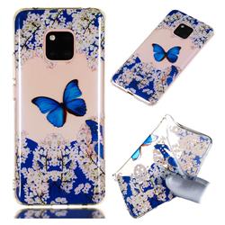 Blue Butterfly Flower Super Clear Soft TPU Back Cover for Huawei Mate 20