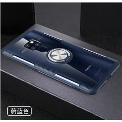 Acrylic Glass Carbon Invisible Ring Holder Phone Cover for Huawei Mate 20 - Navy