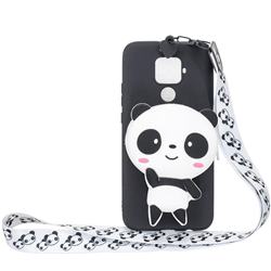 White Panda Neck Lanyard Zipper Wallet Silicone Case for Huawei Mate 20