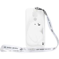 White Polar Bear Neck Lanyard Zipper Wallet Silicone Case for Huawei Mate 20