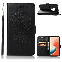 Intricate Embossing Owl Campanula Leather Wallet Case for Huawei Mate 20 - Black