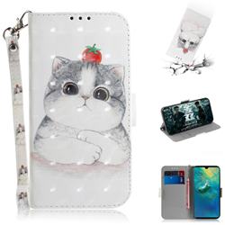 Cute Tomato Cat 3D Painted Leather Wallet Phone Case for Huawei Mate 20