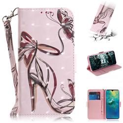 Butterfly High Heels 3D Painted Leather Wallet Phone Case for Huawei Mate 20