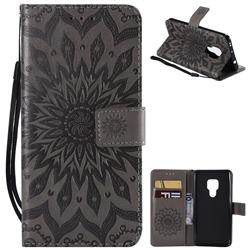 Embossing Sunflower Leather Wallet Case for Huawei Mate 20 - Gray