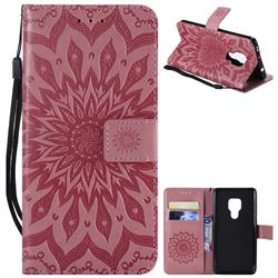 Embossing Sunflower Leather Wallet Case for Huawei Mate 20 - Pink