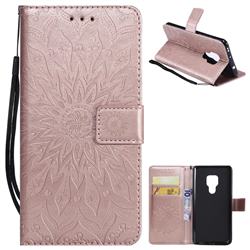 Embossing Sunflower Leather Wallet Case for Huawei Mate 20 - Rose Gold