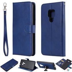 Retro Greek Detachable Magnetic PU Leather Wallet Phone Case for Huawei Mate 20 - Blue