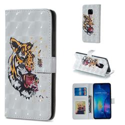 Toothed Tiger 3D Painted Leather Phone Wallet Case for Huawei Mate 20