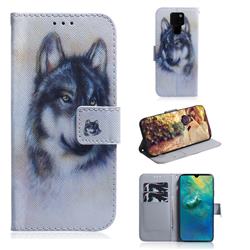 Snow Wolf PU Leather Wallet Case for Huawei Mate 20