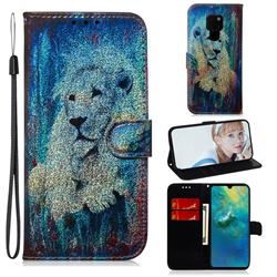 White Lion Laser Shining Leather Wallet Phone Case for Huawei Mate 20