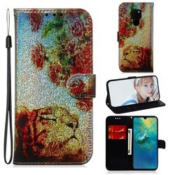 Tiger Rose Laser Shining Leather Wallet Phone Case for Huawei Mate 20