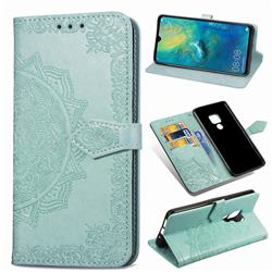 Embossing Imprint Mandala Flower Leather Wallet Case for Huawei Mate 20 - Green