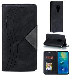 Retro S Streak Magnetic Leather Wallet Phone Case for Huawei Mate 20 - Black