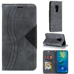 Retro S Streak Magnetic Leather Wallet Phone Case for Huawei Mate 20 - Gray
