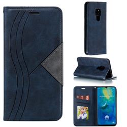 Retro S Streak Magnetic Leather Wallet Phone Case for Huawei Mate 20 - Blue