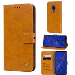 Luxury Retro Oil Wax PU Leather Wallet Phone Case for Huawei Mate 20 - Orange Yellow