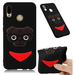 Glasses Dog Soft 3D Silicone Case for Huawei Mate 20 Lite - Black