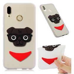 Glasses Dog Soft 3D Silicone Case for Huawei Mate 20 Lite - Translucent White