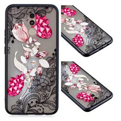 Tulip Lace Diamond Flower Soft TPU Back Cover for Huawei Mate 20 Lite
