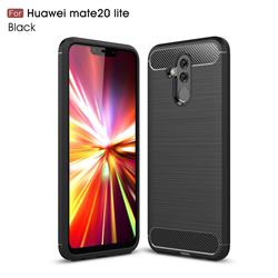 Luxury Carbon Fiber Brushed Wire Drawing Silicone TPU Back Cover for Huawei Mate 20 Lite - Black
