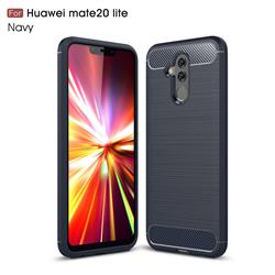 Luxury Carbon Fiber Brushed Wire Drawing Silicone TPU Back Cover for Huawei Mate 20 Lite - Navy