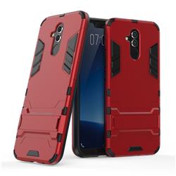 Armor Premium Tactical Grip Kickstand Shockproof Dual Layer Rugged Hard Cover for Huawei Mate 20 Lite - Wine Red