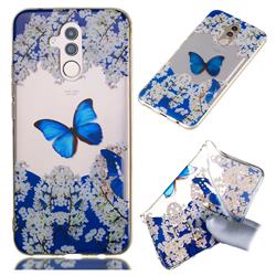 Blue Butterfly Flower Super Clear Soft TPU Back Cover for Huawei Mate 20 Lite