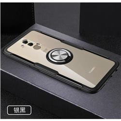 Acrylic Glass Carbon Invisible Ring Holder Phone Cover for Huawei Mate 20 Lite - Silver Black