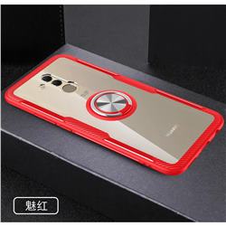 Acrylic Glass Carbon Invisible Ring Holder Phone Cover for Huawei Mate 20 Lite - Charm Red