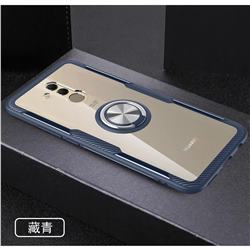 Acrylic Glass Carbon Invisible Ring Holder Phone Cover for Huawei Mate 20 Lite - Navy