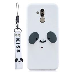 White Feather Panda Soft Kiss Candy Hand Strap Silicone Case for Huawei Mate 20 Lite