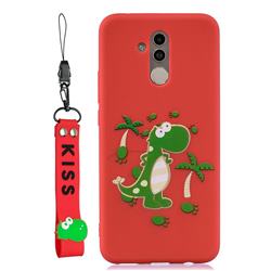 Red Dinosaur Soft Kiss Candy Hand Strap Silicone Case for Huawei Mate 20 Lite