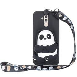 Cute Panda Neck Lanyard Zipper Wallet Silicone Case for Huawei Mate 20 Lite